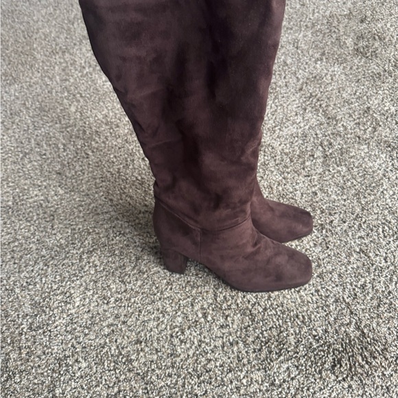 Express Dark Brown Over the Knee Boots - Picture 1 of 3